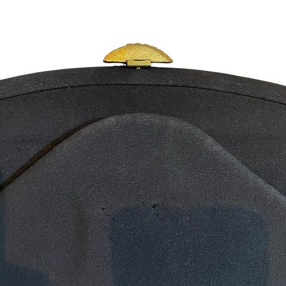 Vintage black clutch handbag gold clasp - Picture 2 of 6